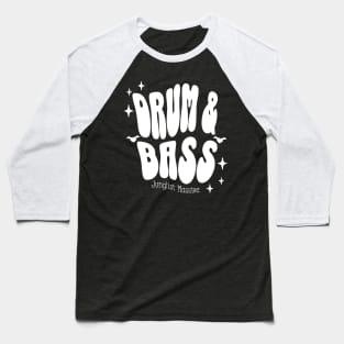DRUM AND BASS  - Y2K warped Text (White) Baseball T-Shirt